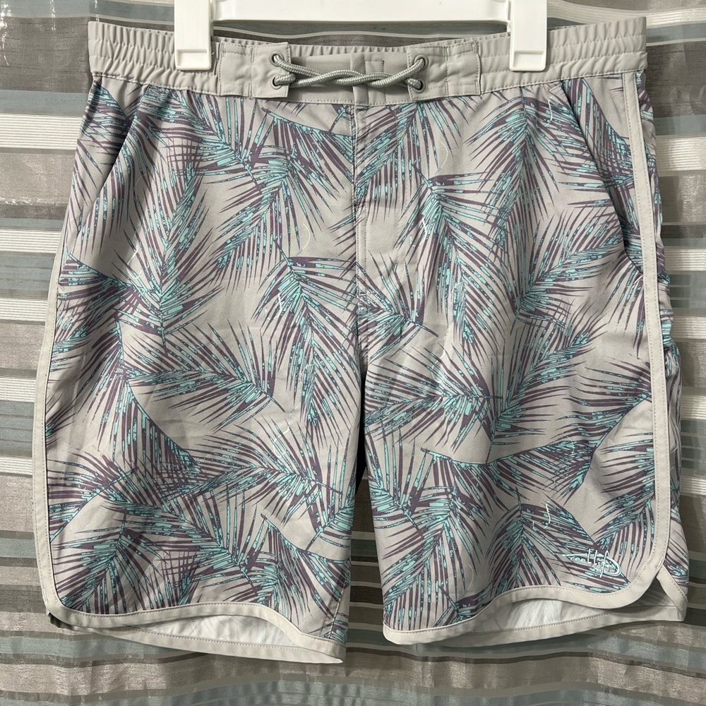 Reel Life Boardwalk Shorts Palm Leaves Vapor Blue